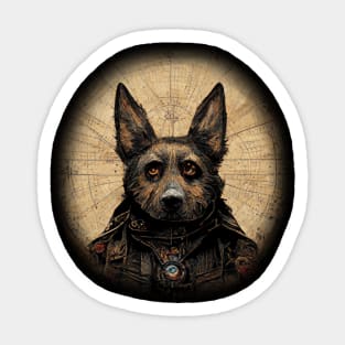 German Sheperd Surreal Steampunk Artwork, Dog Lover Sticker